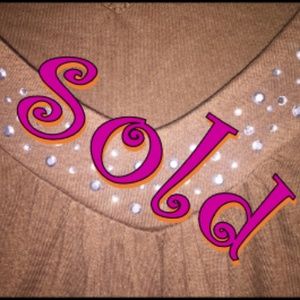 Brown top with embellished V neck